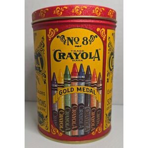 Vintage Crayola No. 8 Gold Medal Crayons Tin Replica Binney & Smith 80s